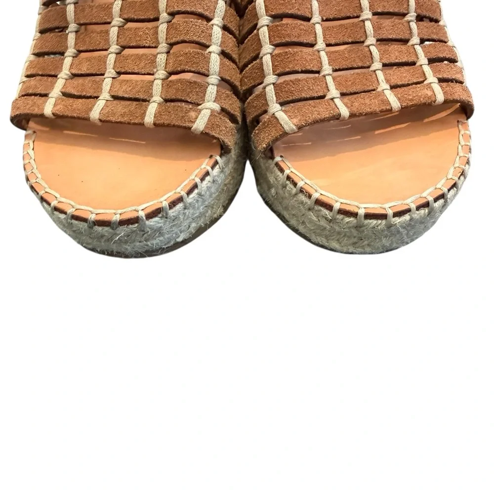 Dolce Vita Pru Mule Espadrille Brown Woven Suede Slip-On Wedges